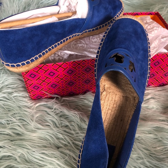 Tory Burch Sidney Suede Espadrille 11 Jelly Blue - Picture 3 of 8